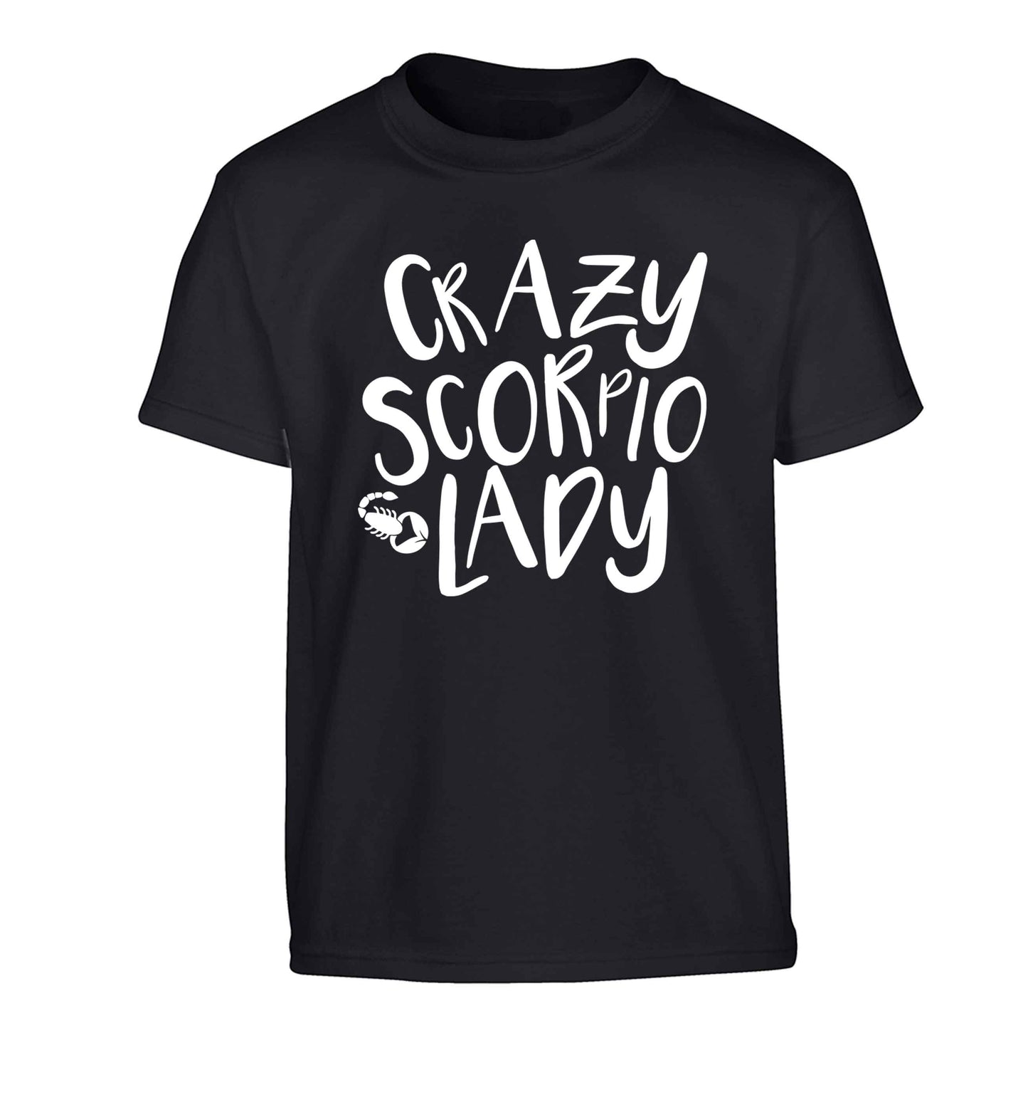 Crazy scorpio lady Children's black Tshirt 12-13 Years