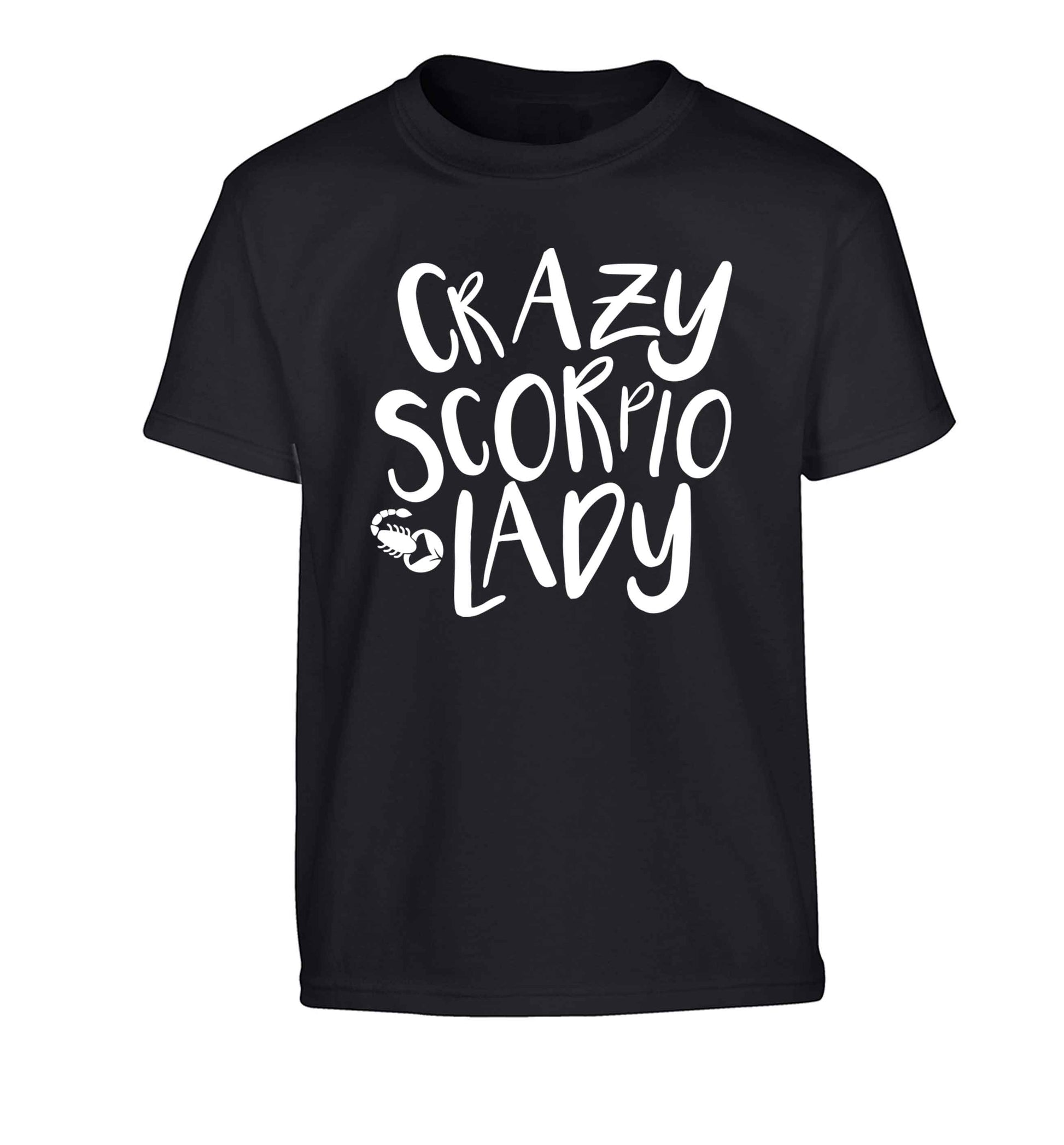 Crazy scorpio lady Children's black Tshirt 12-13 Years