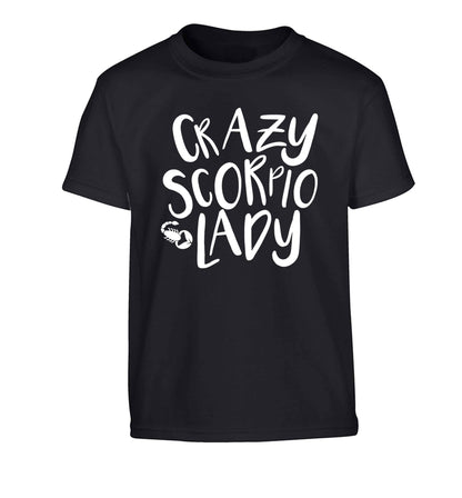 Crazy scorpio lady Children's black Tshirt 12-13 Years
