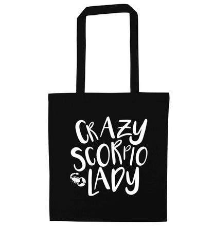 Crazy scorpio lady black tote bag