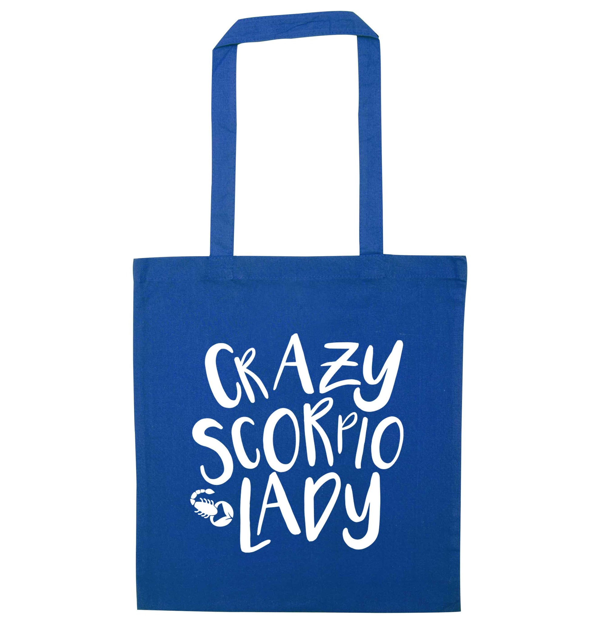 Crazy scorpio lady blue tote bag