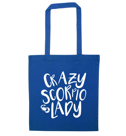 Crazy scorpio lady blue tote bag