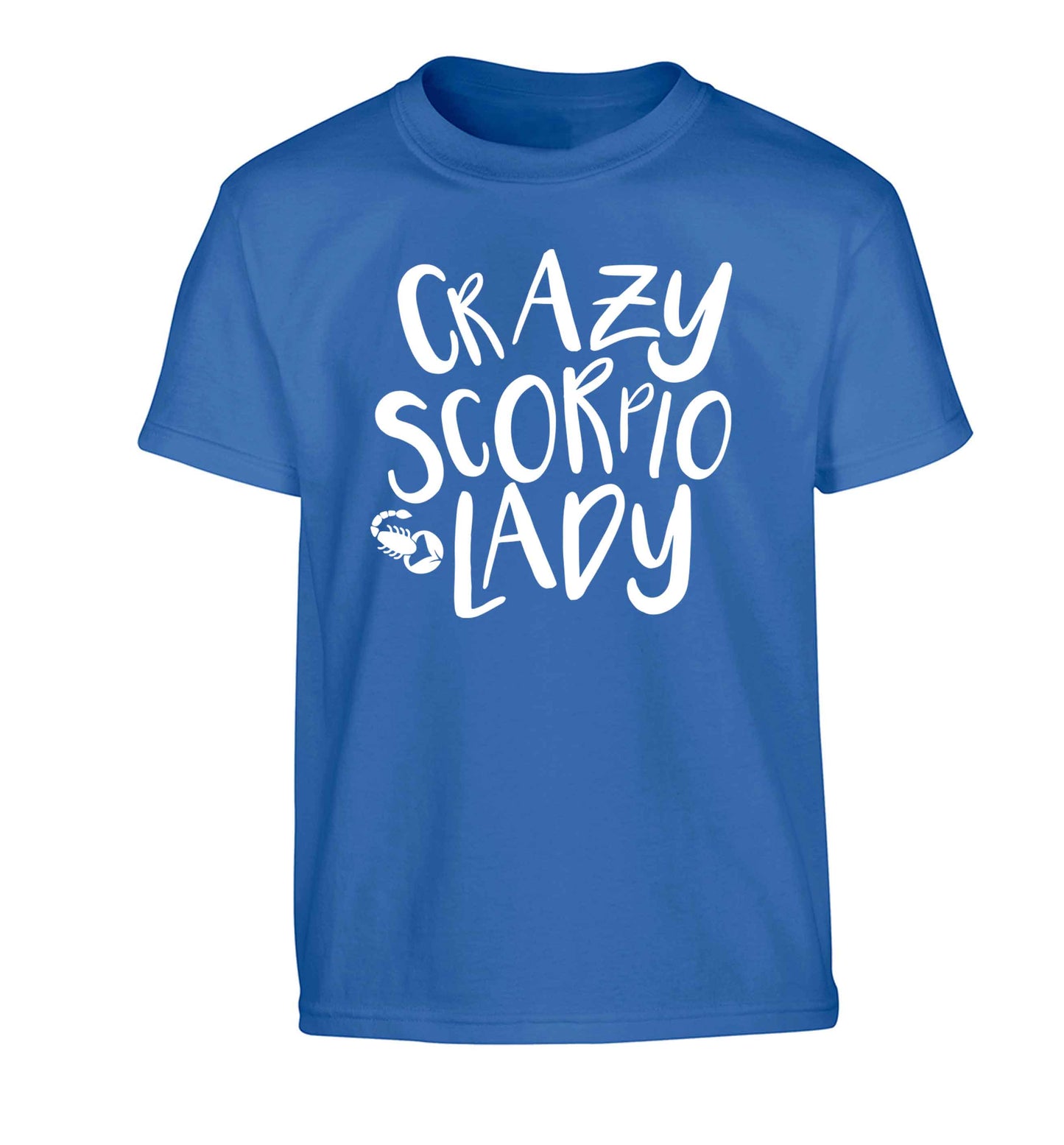 Crazy scorpio lady Children's blue Tshirt 12-13 Years