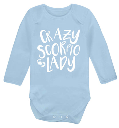 Crazy scorpio lady Baby Vest long sleeved pale blue 6-12 months