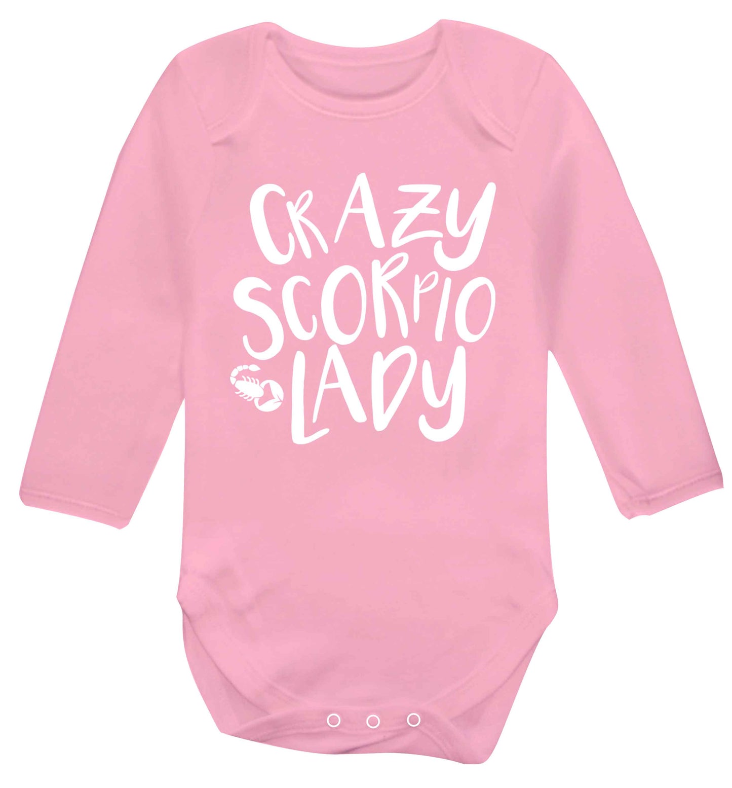 Crazy scorpio lady Baby Vest long sleeved pale pink 6-12 months