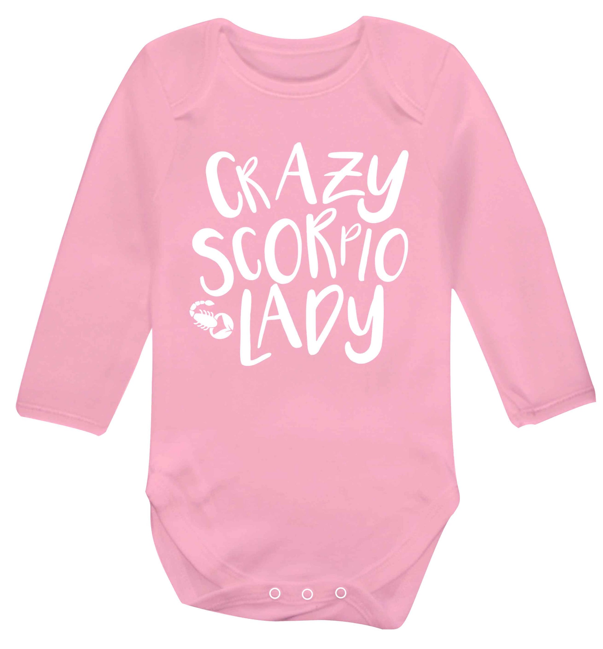 Crazy scorpio lady Baby Vest long sleeved pale pink 6-12 months