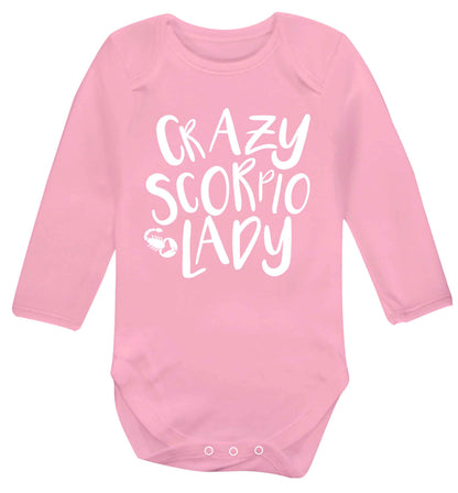 Crazy scorpio lady Baby Vest long sleeved pale pink 6-12 months
