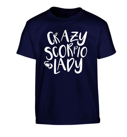 Crazy scorpio lady Children's navy Tshirt 12-13 Years