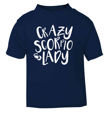 Crazy scorpio lady navy Baby Toddler Tshirt 2 Years