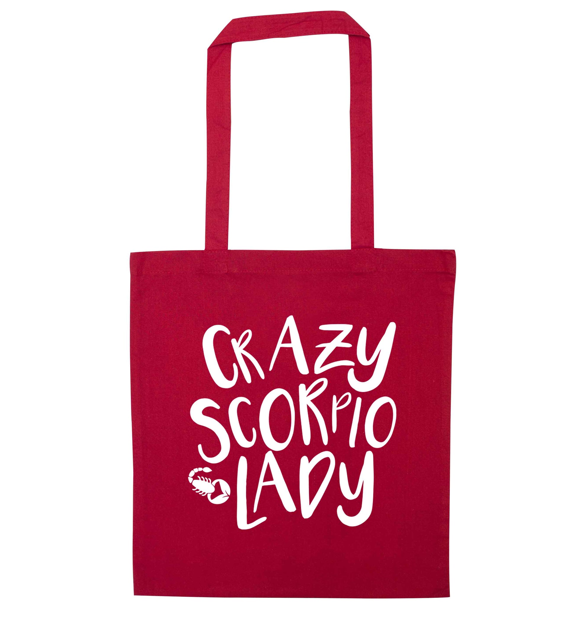 Crazy scorpio lady red tote bag