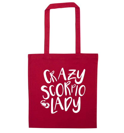 Crazy scorpio lady red tote bag