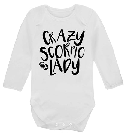 Crazy scorpio lady Baby Vest long sleeved white 6-12 months