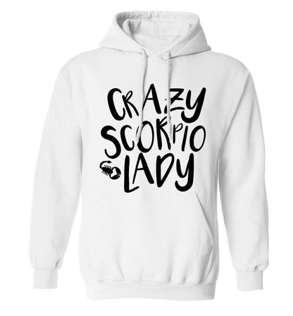 Crazy scorpio lady adults unisex white hoodie 2XL