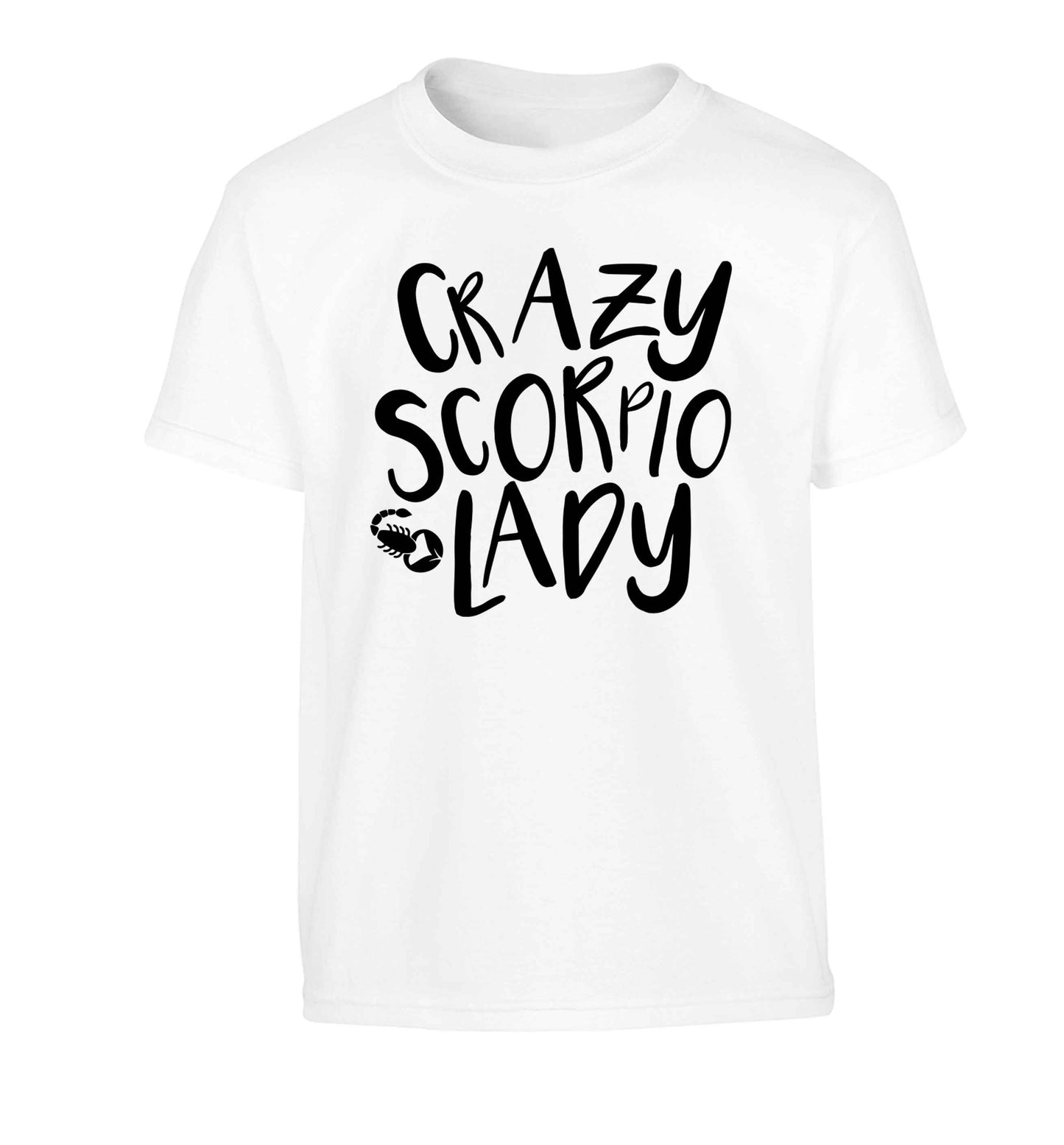 Crazy scorpio lady Children's white Tshirt 12-13 Years