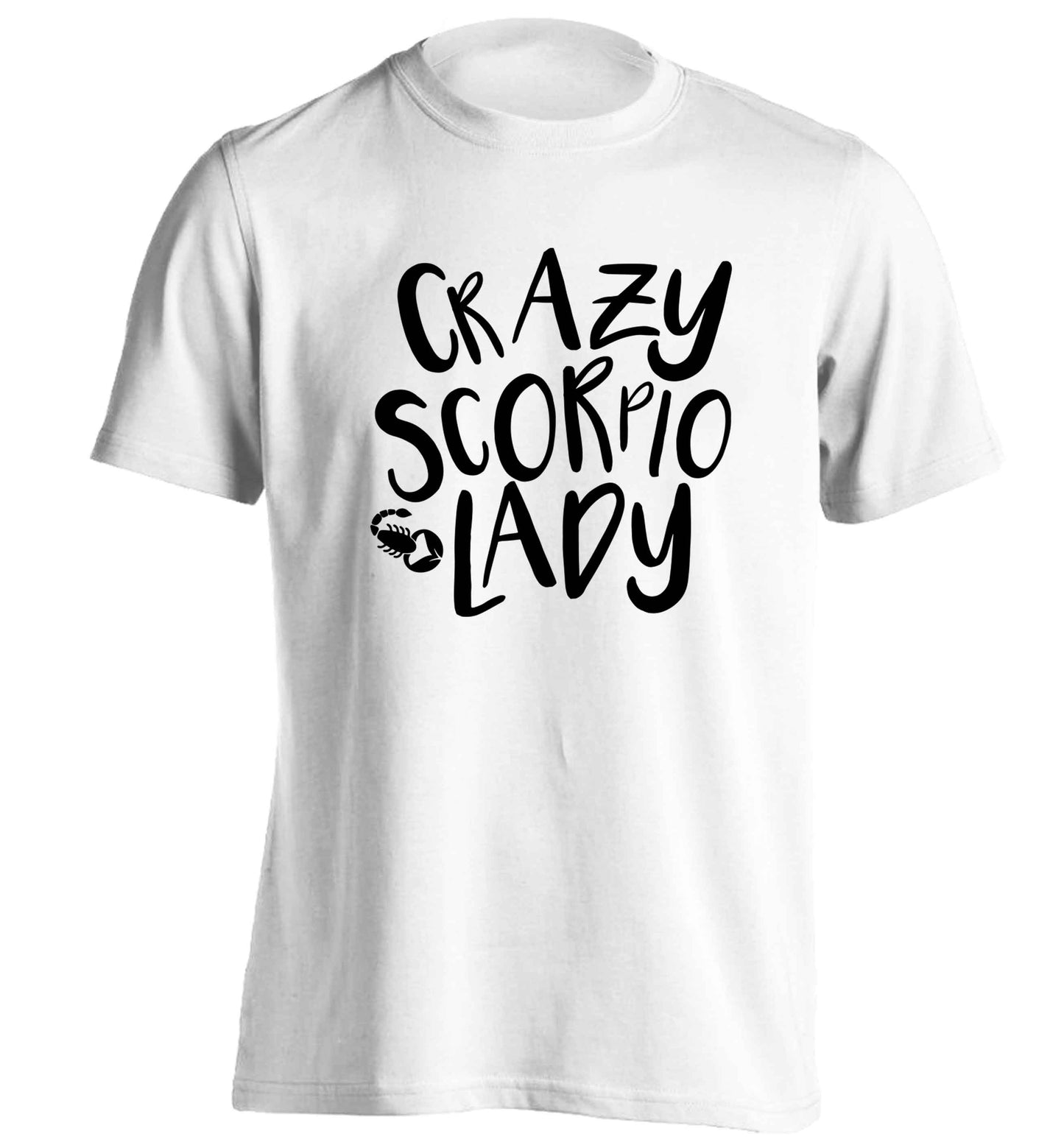 Crazy scorpio lady adults unisex white Tshirt 2XL