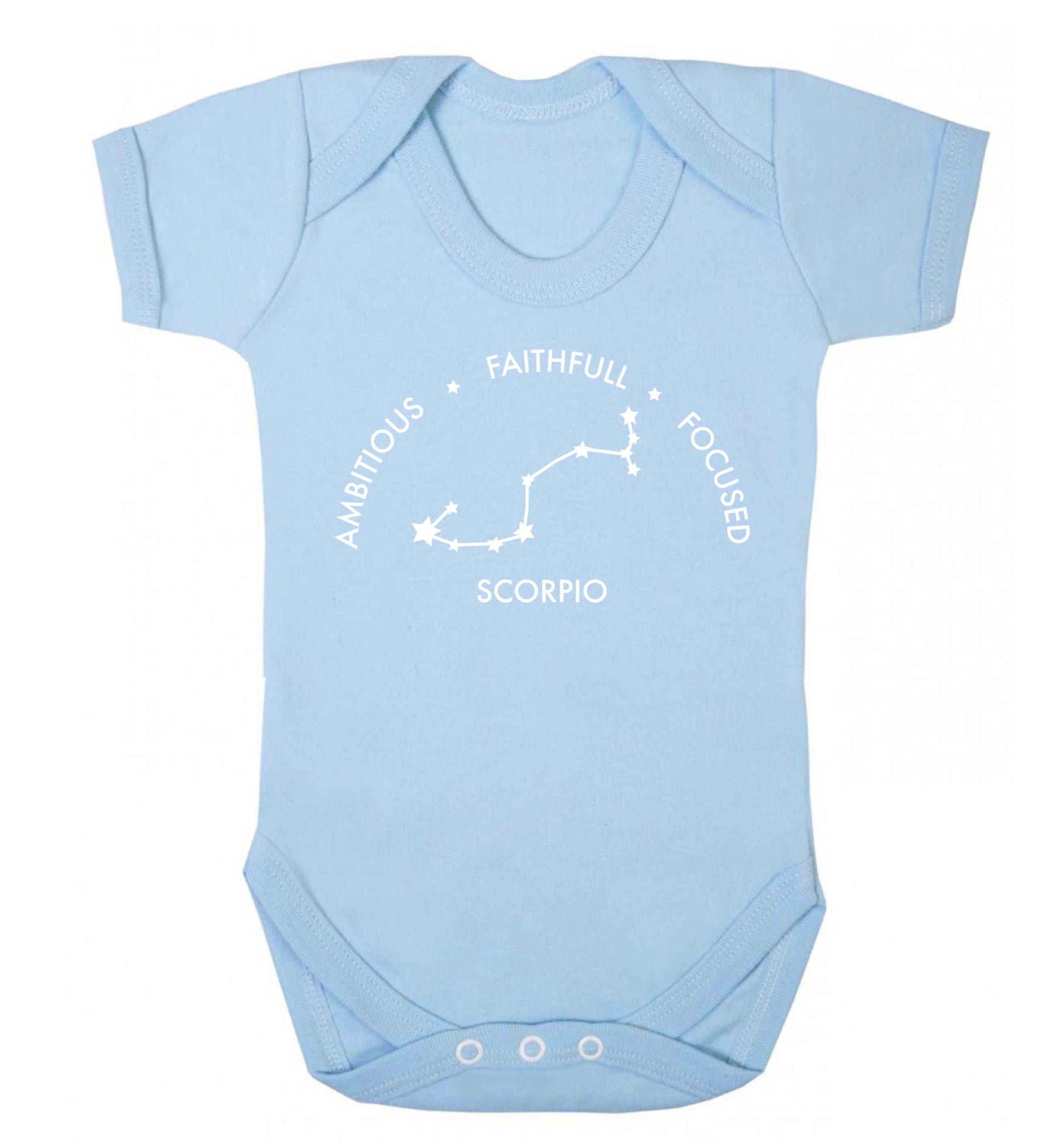 Scorpio, ambitious, faithfull, focused Baby Vest pale blue 18-24 months
