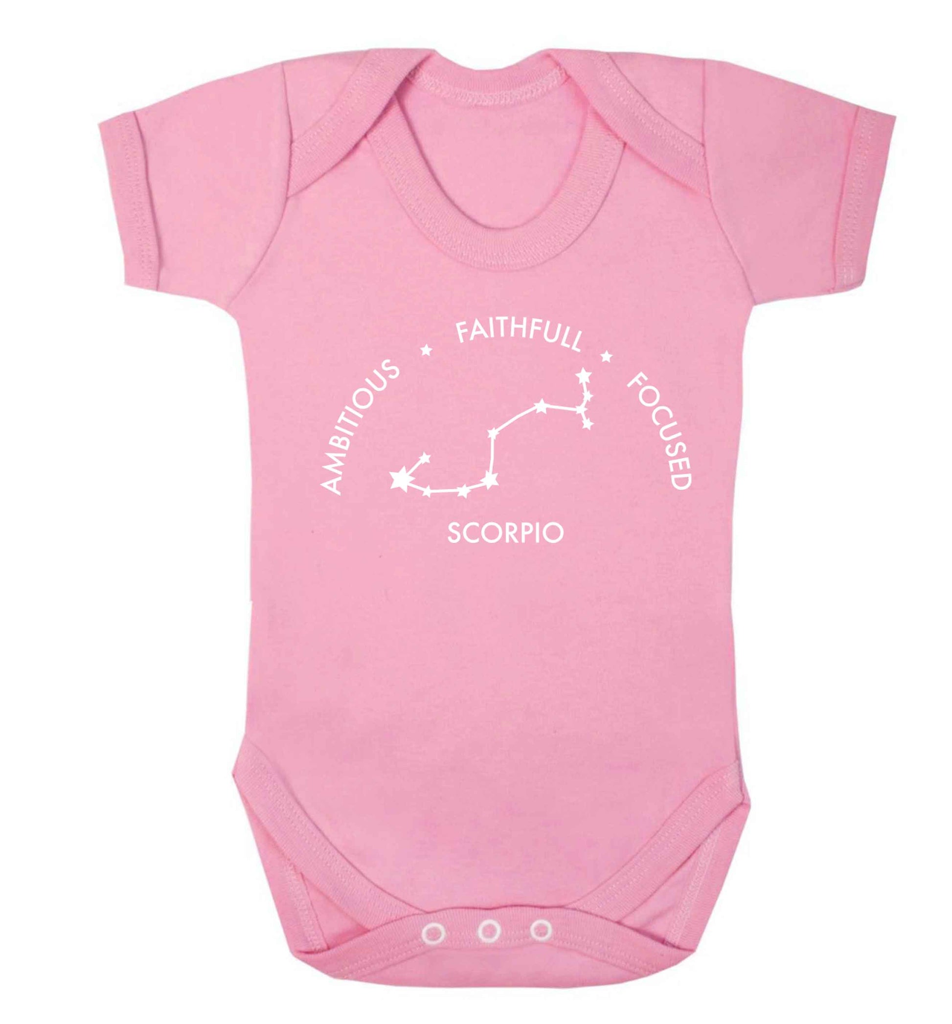 Scorpio, ambitious, faithfull, focused Baby Vest pale pink 18-24 months