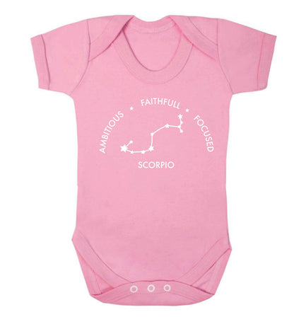 Scorpio, ambitious, faithfull, focused Baby Vest pale pink 18-24 months