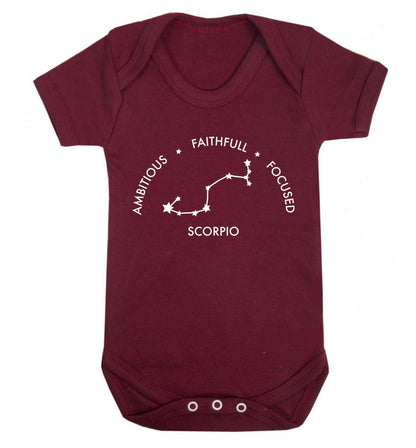 Scorpio, ambitious, faithfull, focused Baby Vest maroon 18-24 months