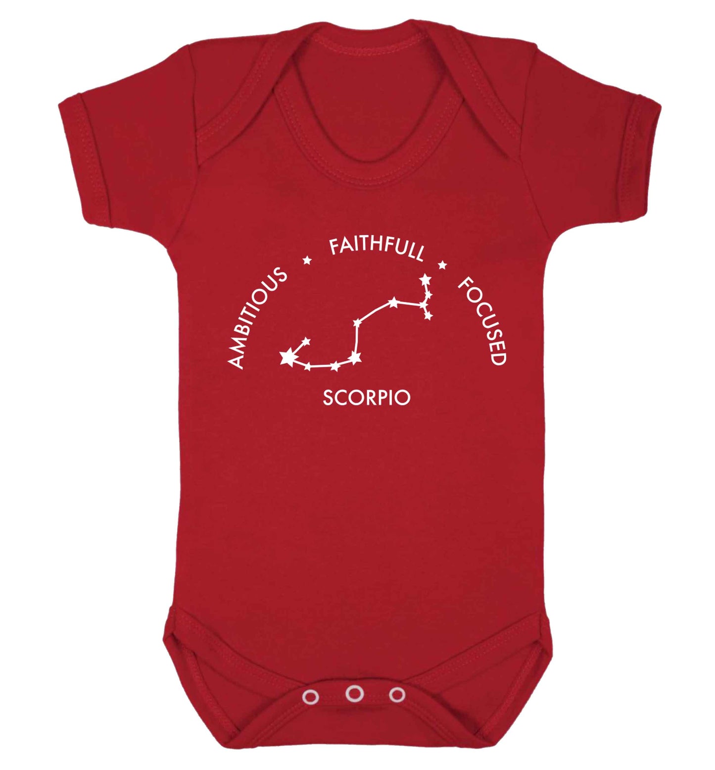 Scorpio, ambitious, faithfull, focused Baby Vest red 18-24 months