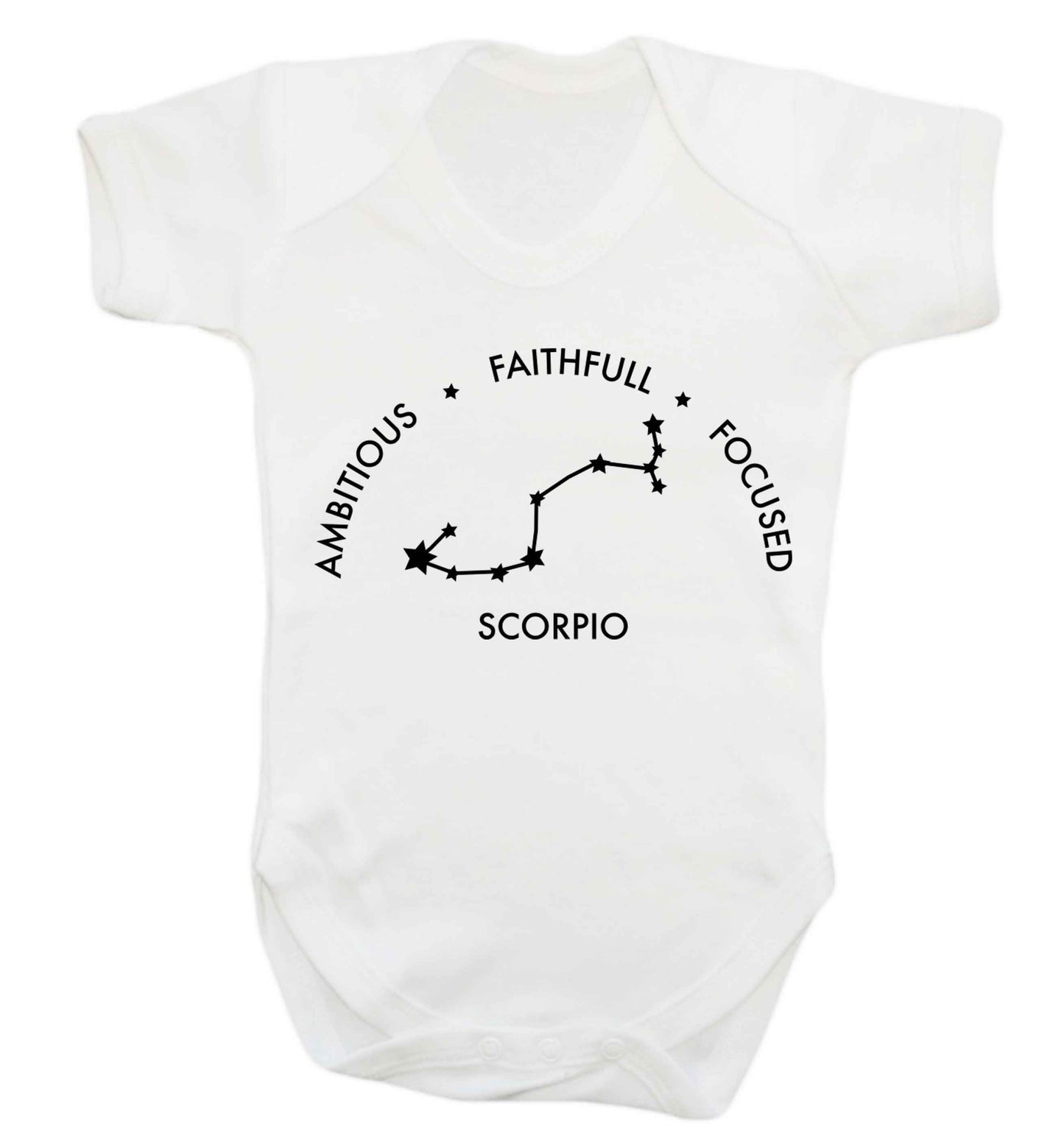 Scorpio, ambitious, faithfull, focused Baby Vest white 18-24 months