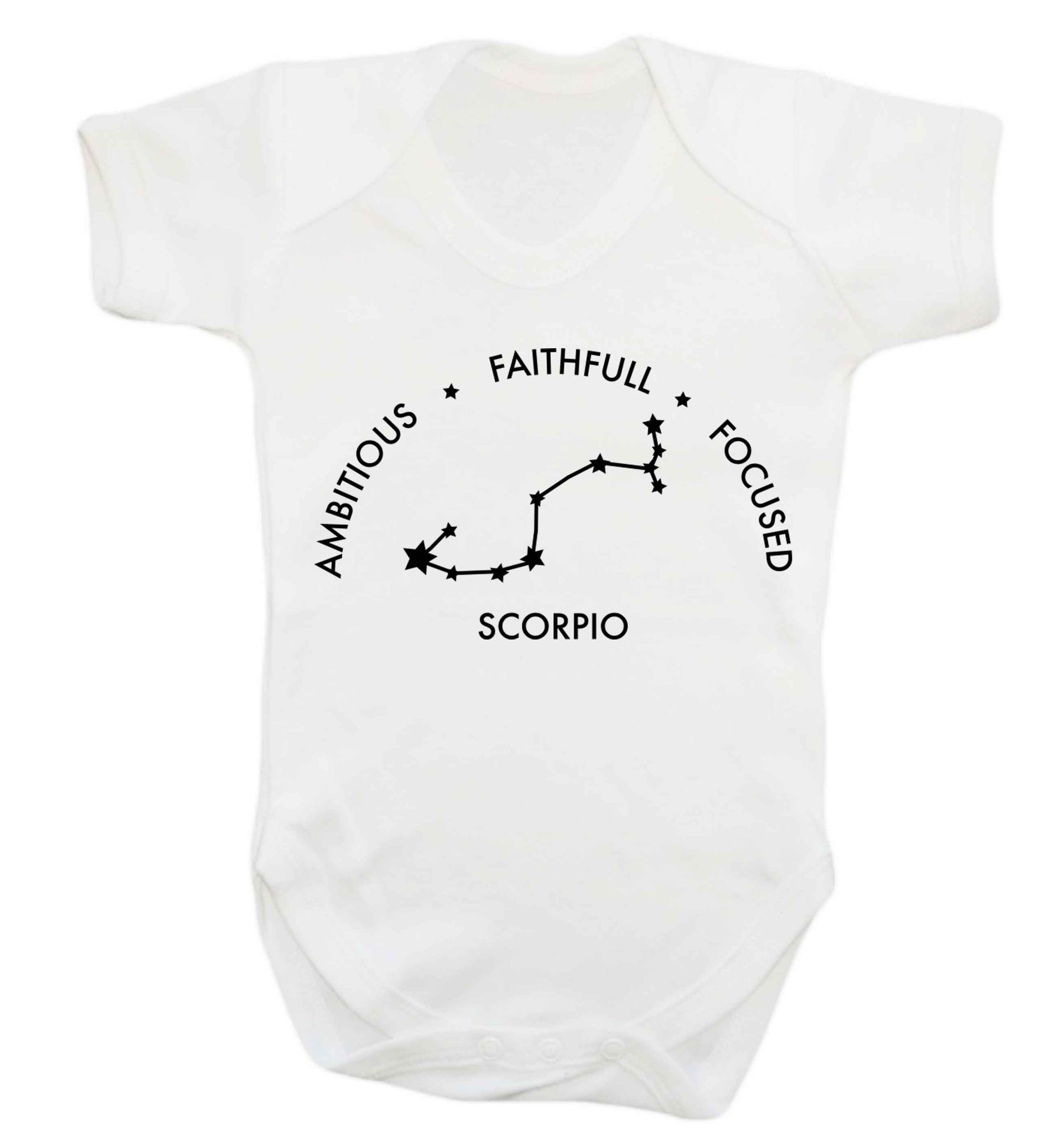 Scorpio, ambitious, faithfull, focused Baby Vest white 18-24 months