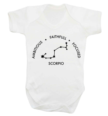 Scorpio, ambitious, faithfull, focused Baby Vest white 18-24 months