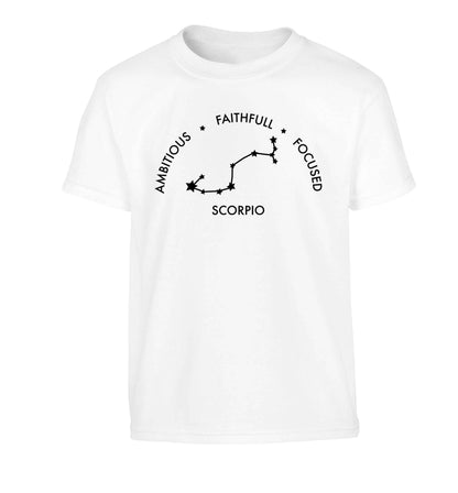 Scorpio, ambitious, faithfull, focused Children's white Tshirt 12-13 Years