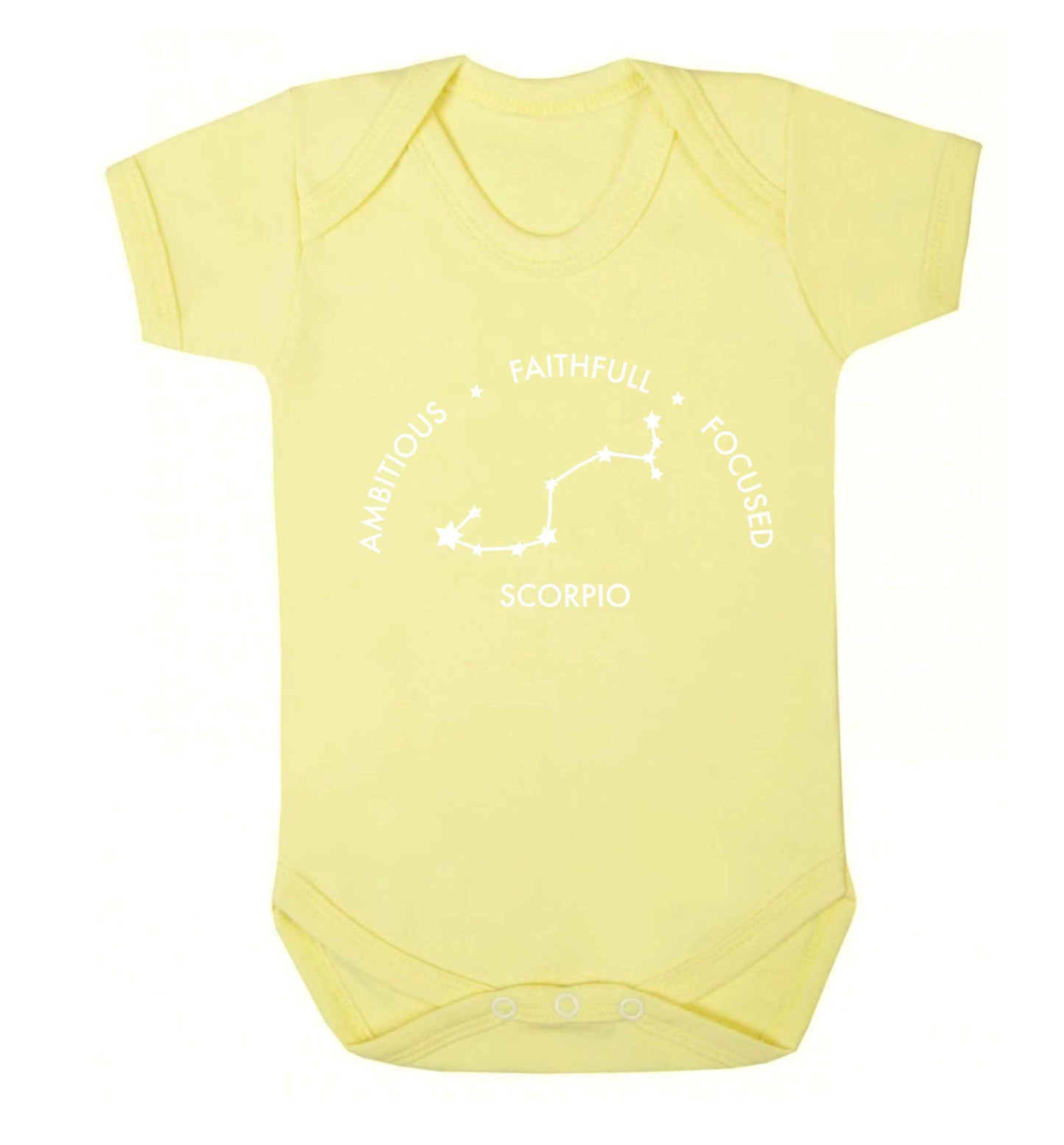 Scorpio, ambitious, faithfull, focused Baby Vest pale yellow 18-24 months