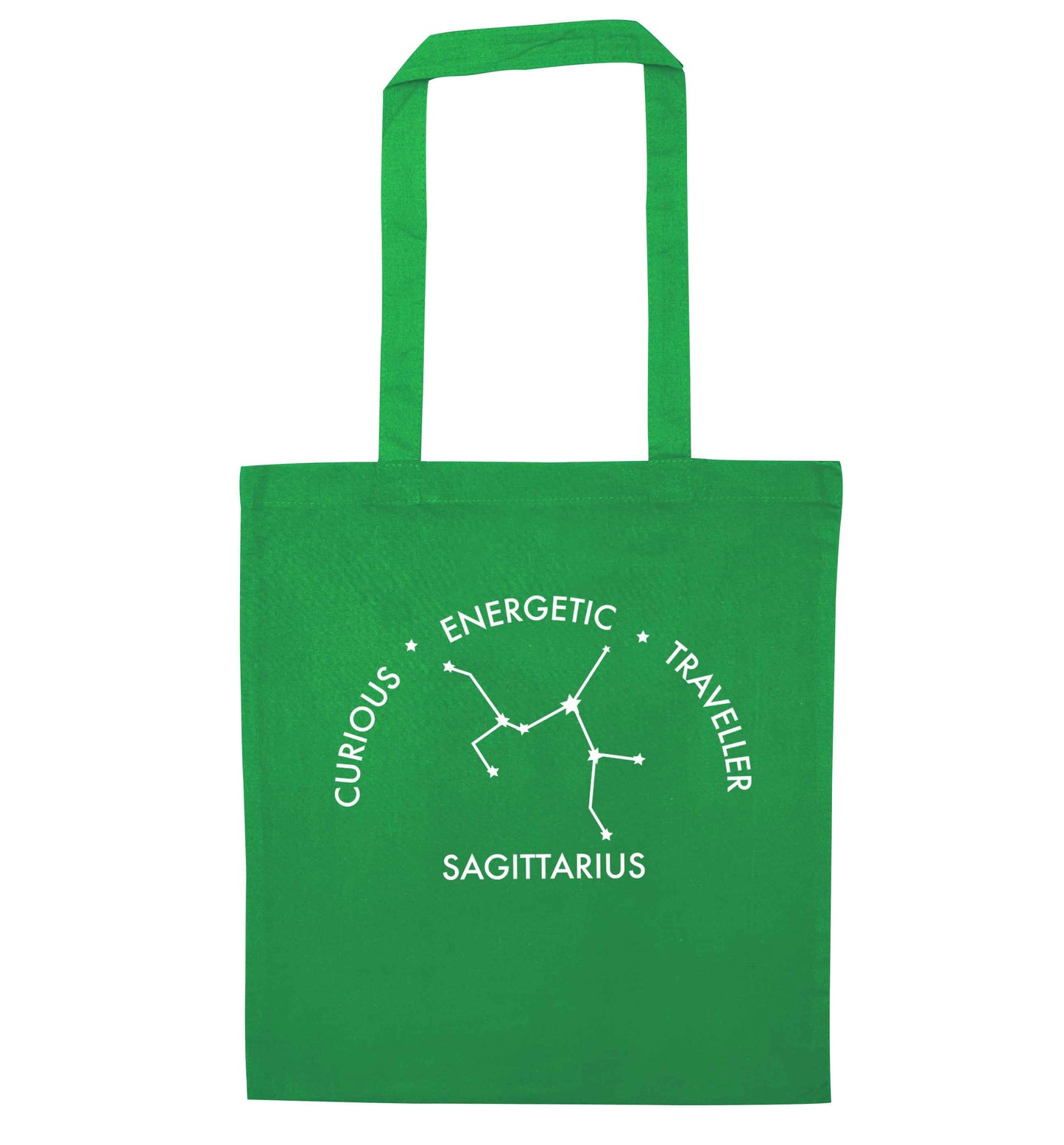 Sagittarius, curious, energetic, traveller green tote bag