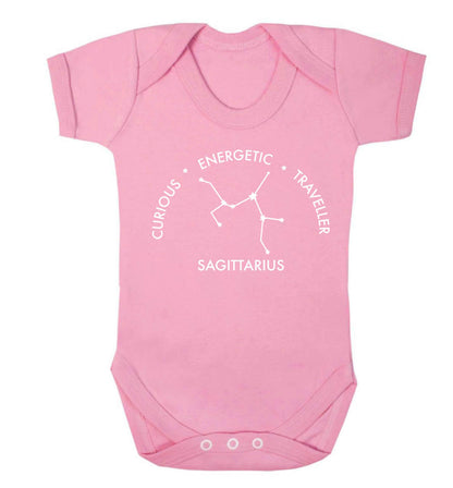 Sagittarius, curious, energetic, traveller Baby Vest pale pink 18-24 months