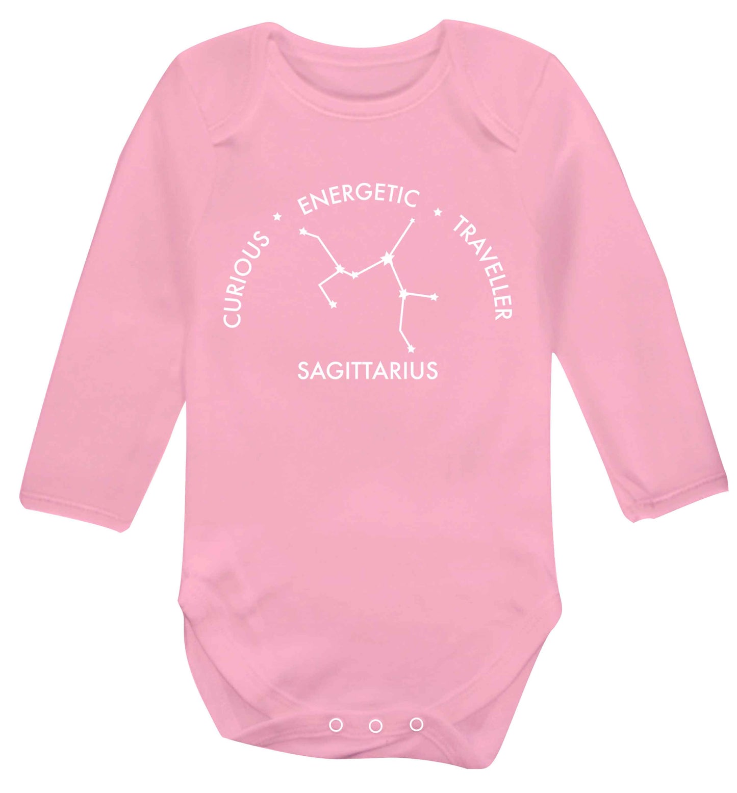 Sagittarius, curious, energetic, traveller Baby Vest long sleeved pale pink 6-12 months