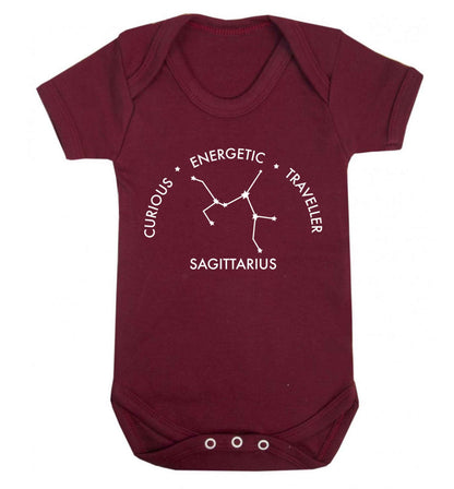 Sagittarius, curious, energetic, traveller Baby Vest maroon 18-24 months