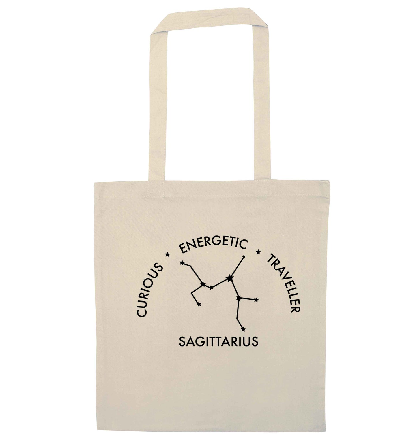 Sagittarius, curious, energetic, traveller natural tote bag