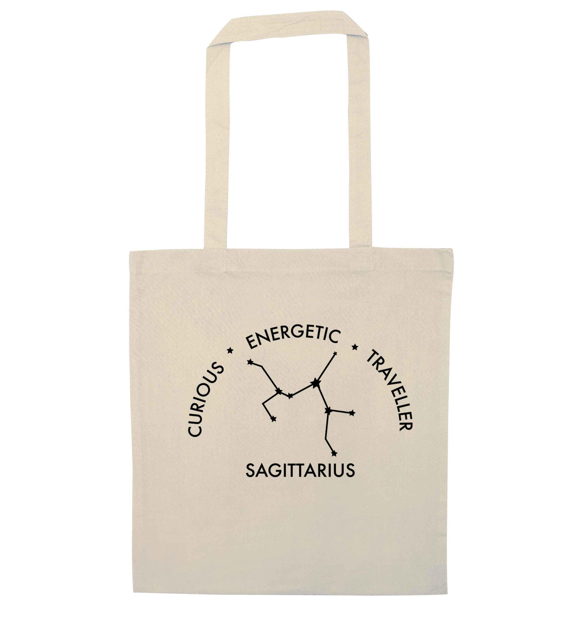 Sagittarius, curious, energetic, traveller natural tote bag