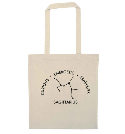 Sagittarius, curious, energetic, traveller natural tote bag