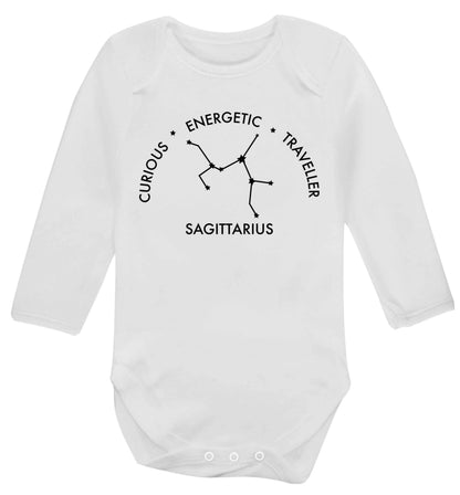 Sagittarius, curious, energetic, traveller Baby Vest long sleeved white 6-12 months