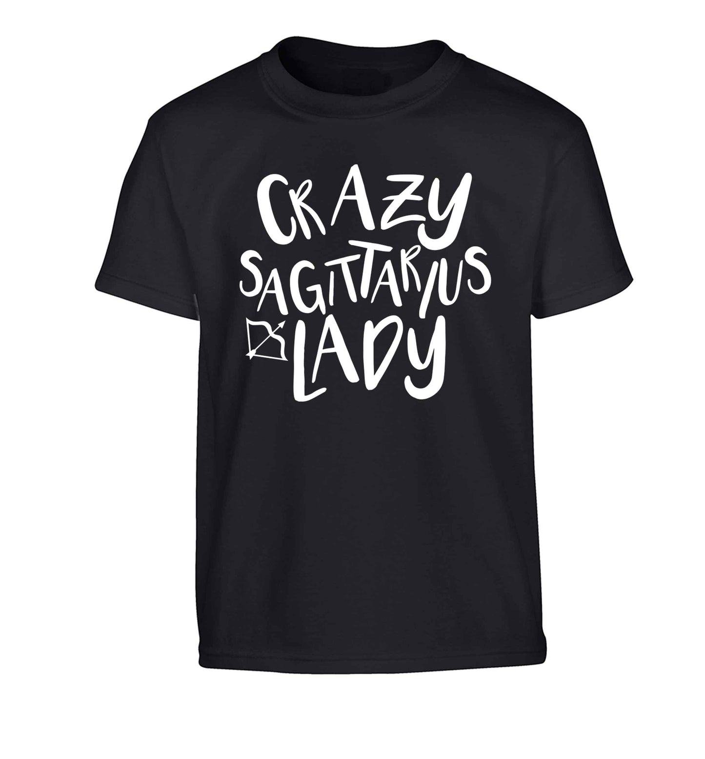 Crazy sagittarius lady Children's black Tshirt 12-13 Years