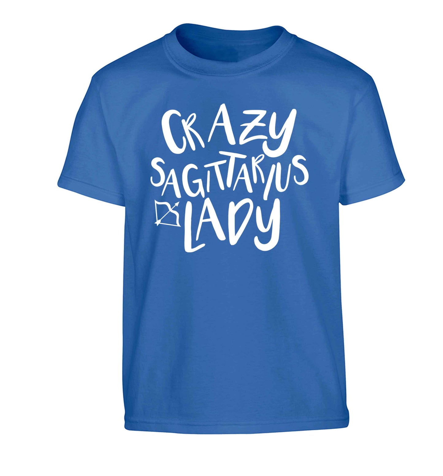 Crazy sagittarius lady Children's blue Tshirt 12-13 Years