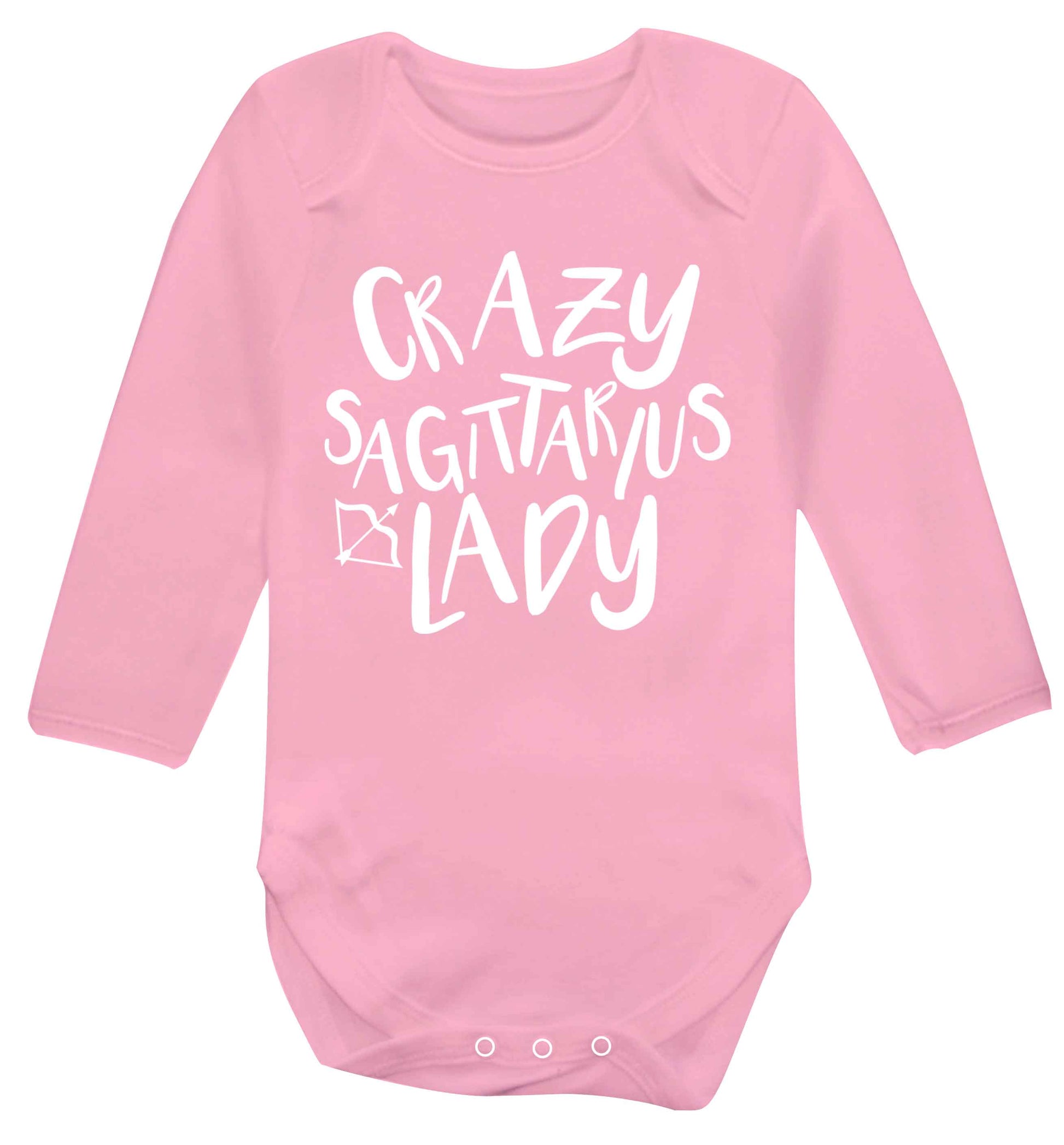 Crazy sagittarius lady Baby Vest long sleeved pale pink 6-12 months