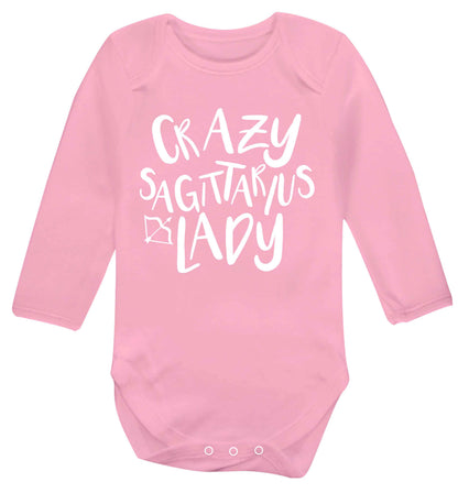 Crazy sagittarius lady Baby Vest long sleeved pale pink 6-12 months