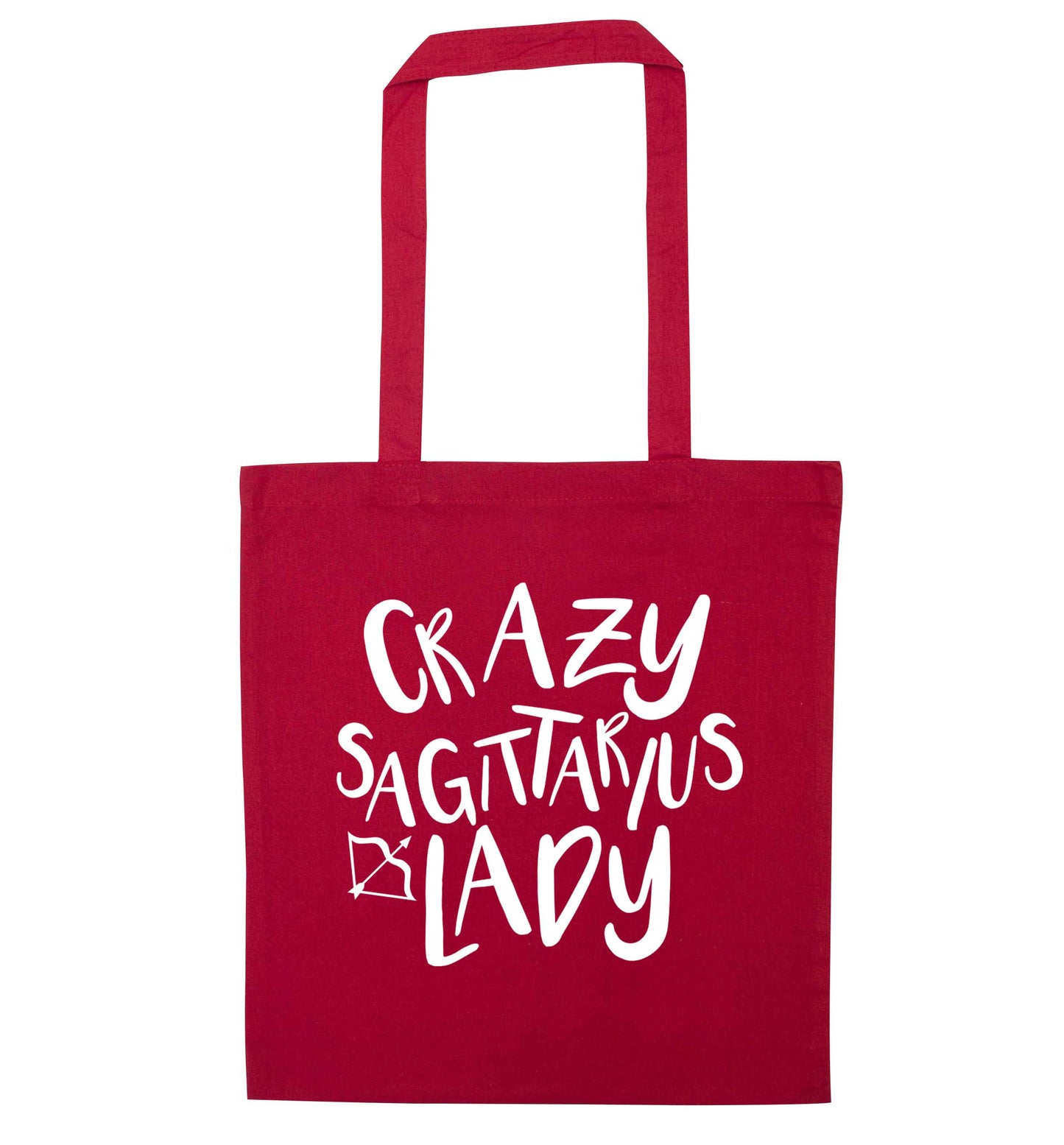 Crazy sagittarius lady red tote bag