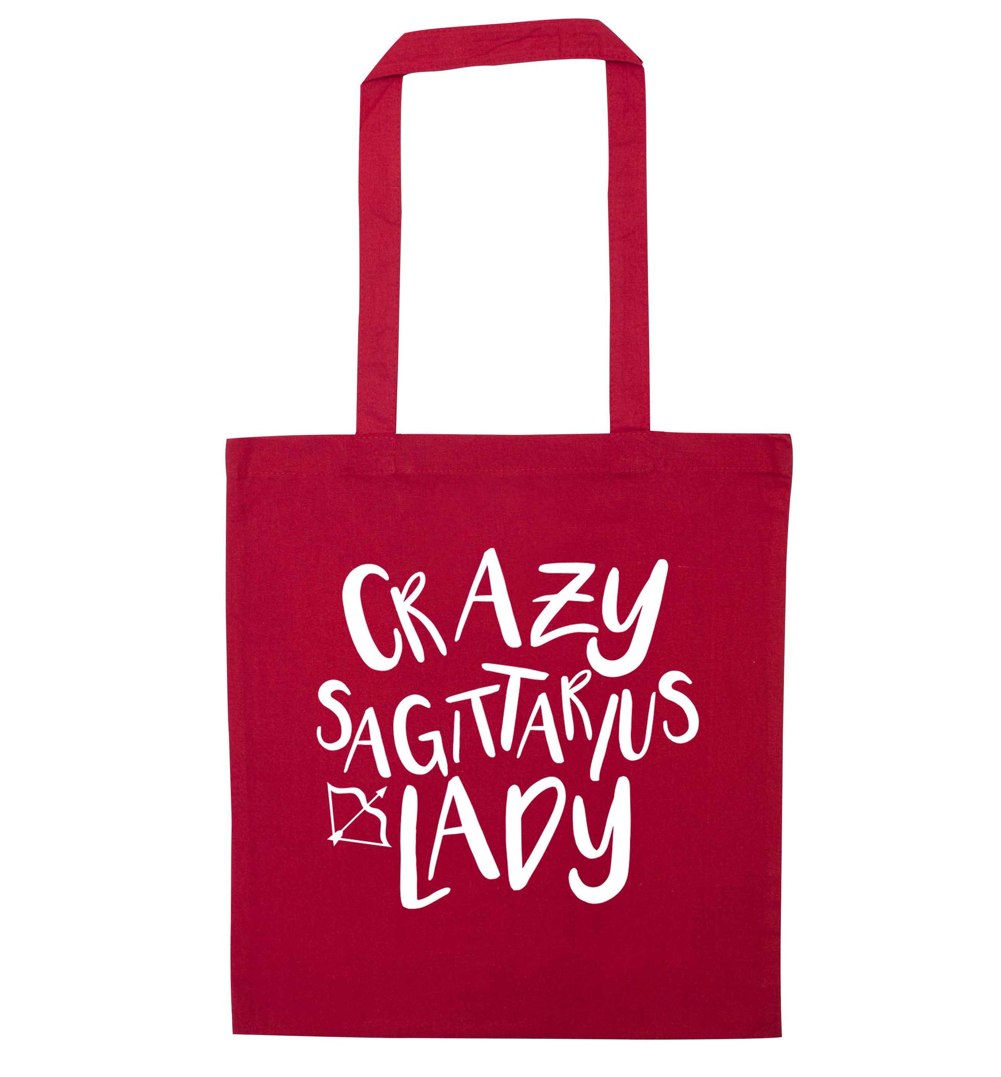 Crazy sagittarius lady red tote bag