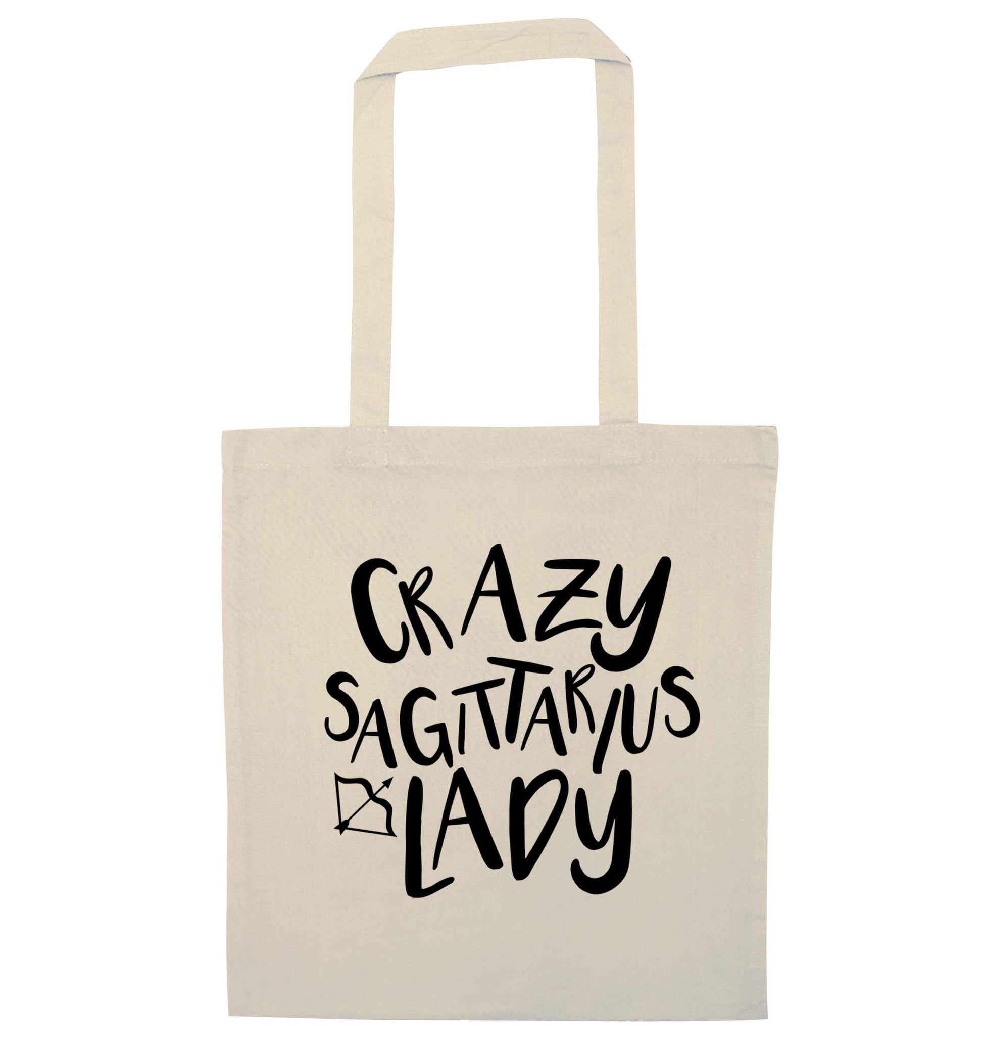 Crazy sagittarius lady natural tote bag