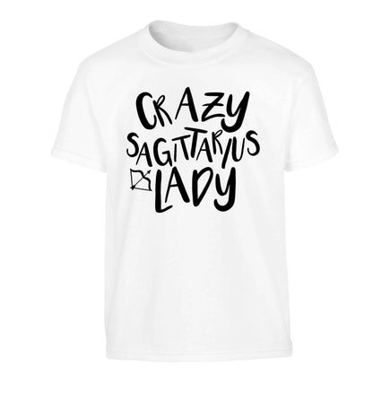 Crazy sagittarius lady Children's white Tshirt 12-13 Years