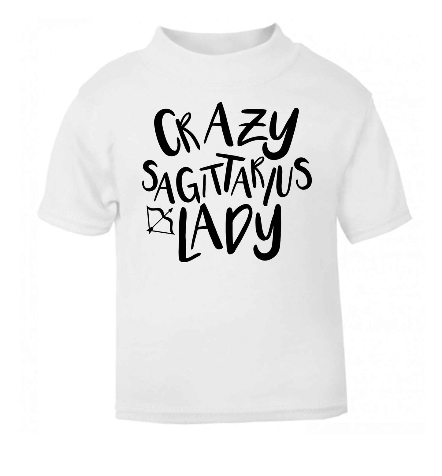 Crazy sagittarius lady white Baby Toddler Tshirt 2 Years