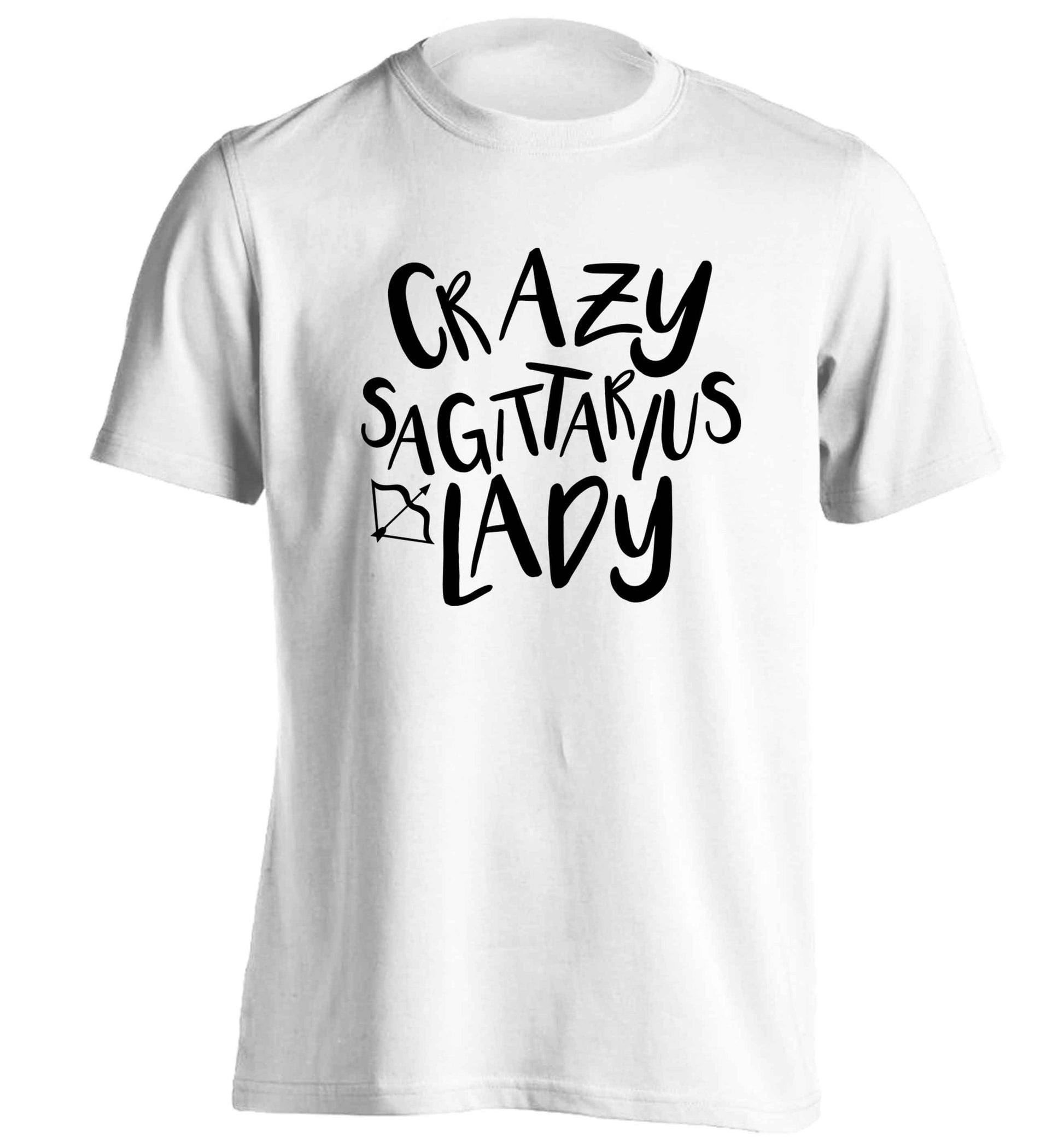 Crazy sagittarius lady adults unisex white Tshirt 2XL