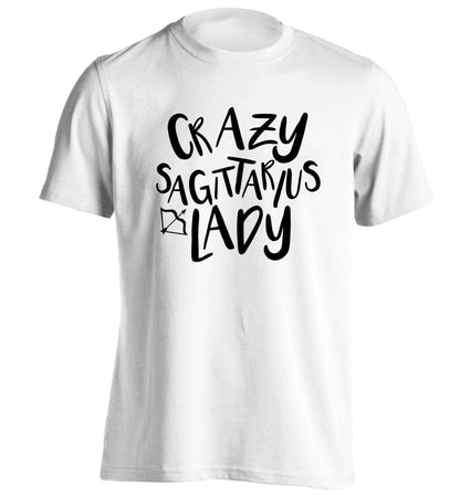 Crazy sagittarius lady adults unisex white Tshirt 2XL