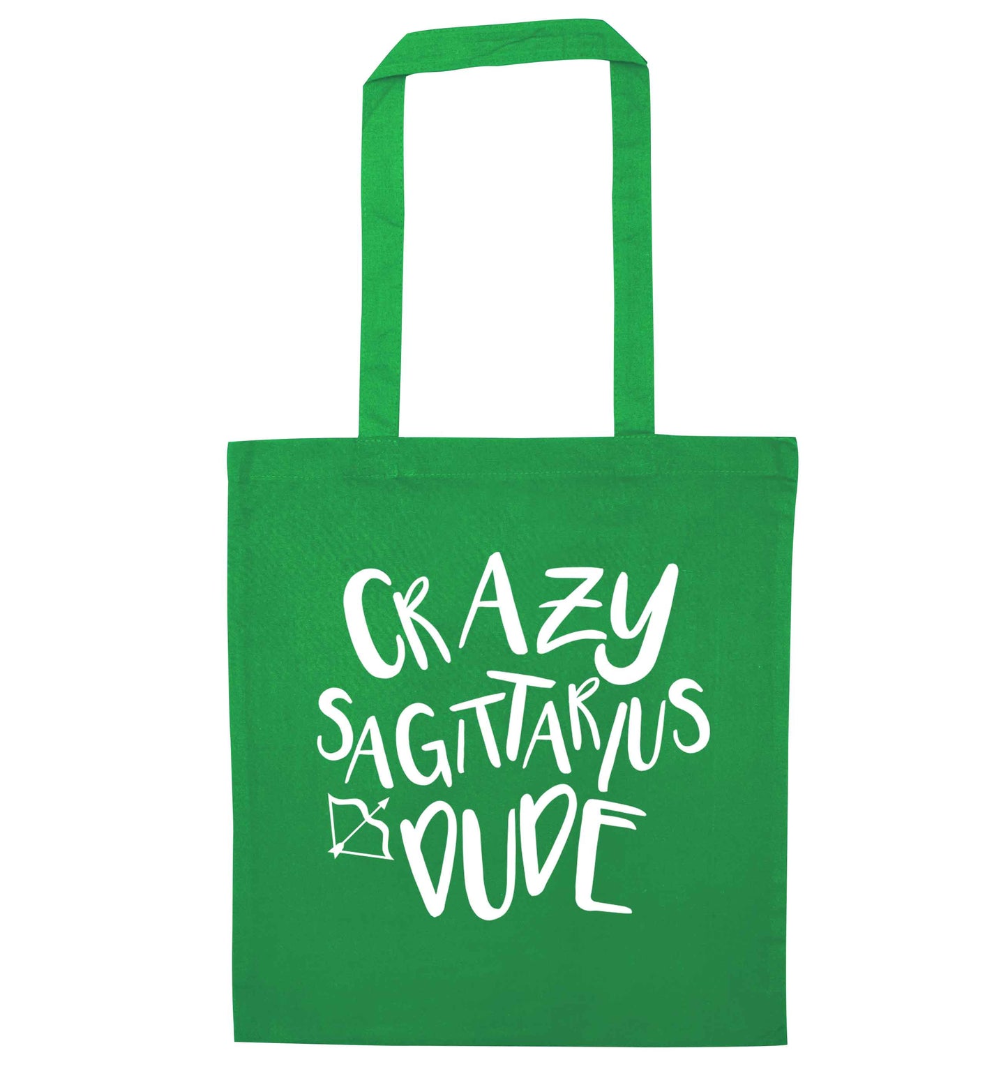 Crazy sagittarius dude green tote bag