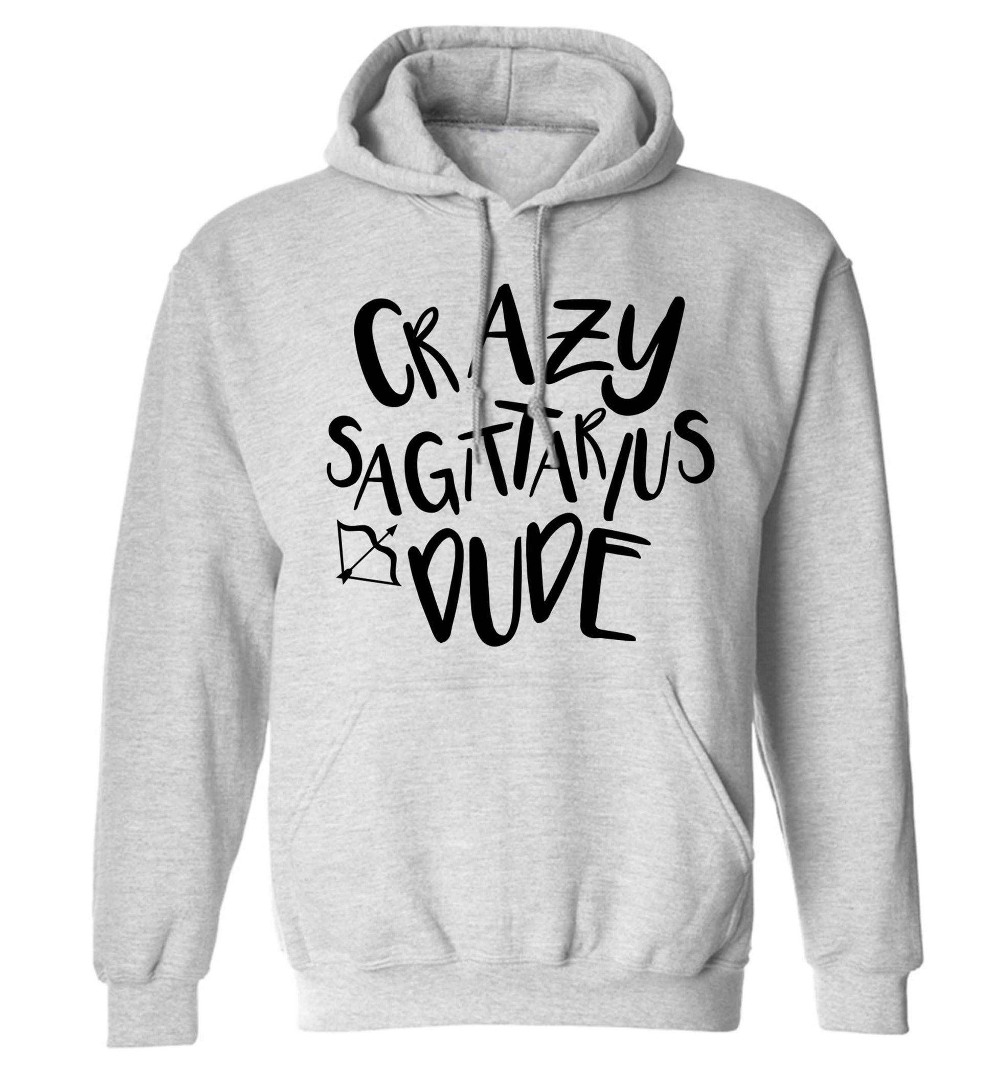 Crazy sagittarius dude adults unisex grey hoodie 2XL